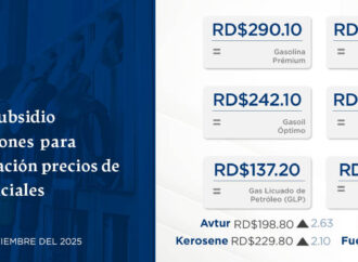Gobierno asigna subsidio de RD$294.7 millones para mantener sin variación precios de combustibles esenciales para la semana del 13 al 19 de septiembre 2025.
